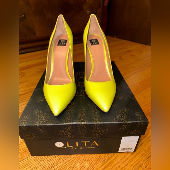 NWT LITA Italian Leather Acid Lime Pump Size 40 (9.5) - Picture 11 of 11